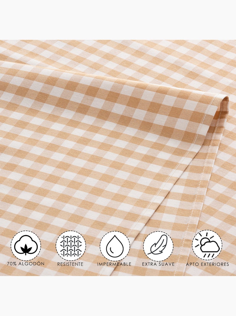 Runner da tavola rettangolare in cotone a quadretti vichy, resistente all'acqua - gamusi. Beige - Kiabi
