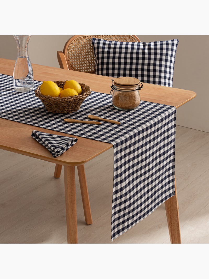 Runner da tavola rettangolare in cotone a quadretti vichy, resistente all'acqua - gamusi. Blu - Kiabi