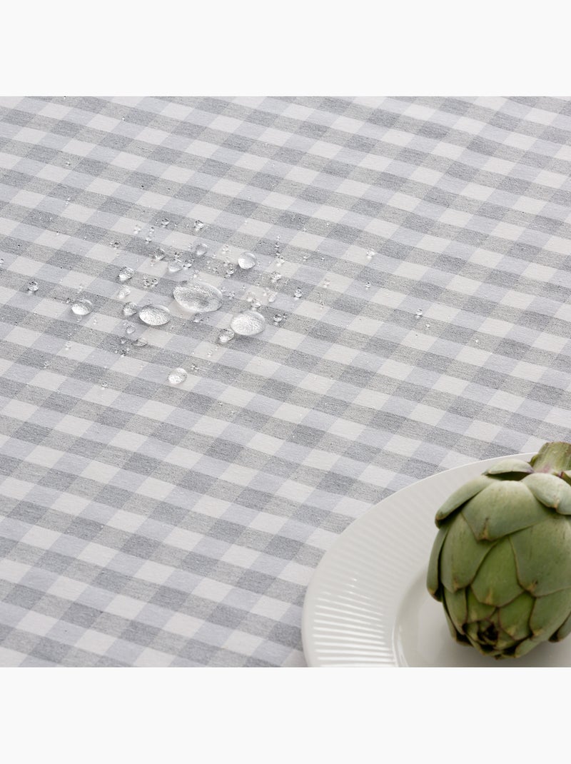 Runner da tavola rettangolare in cotone a quadretti vichy, resistente all'acqua - gamusi. Grigio chiaro - Kiabi