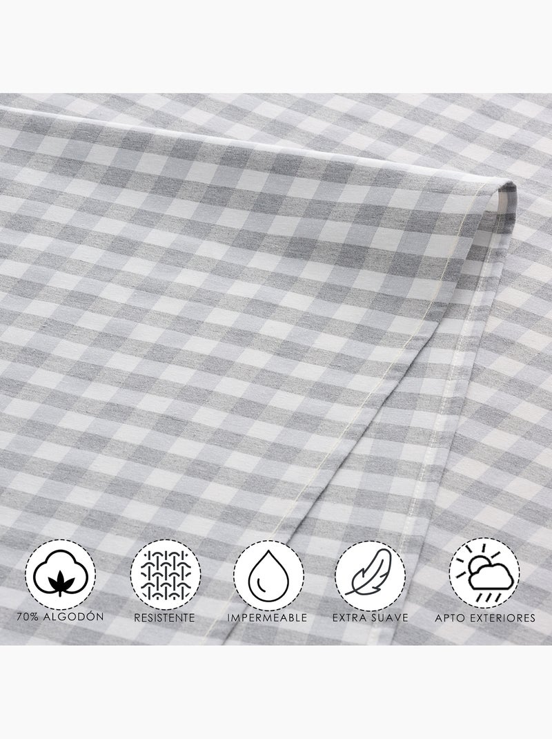 Runner da tavola rettangolare in cotone a quadretti vichy, resistente all'acqua - gamusi. Grigio chiaro - Kiabi