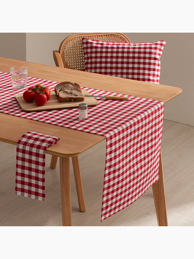 Runner da tavola rettangolare in cotone a quadretti vichy, resistente all'acqua - gamusi. Rosso - Kiabi