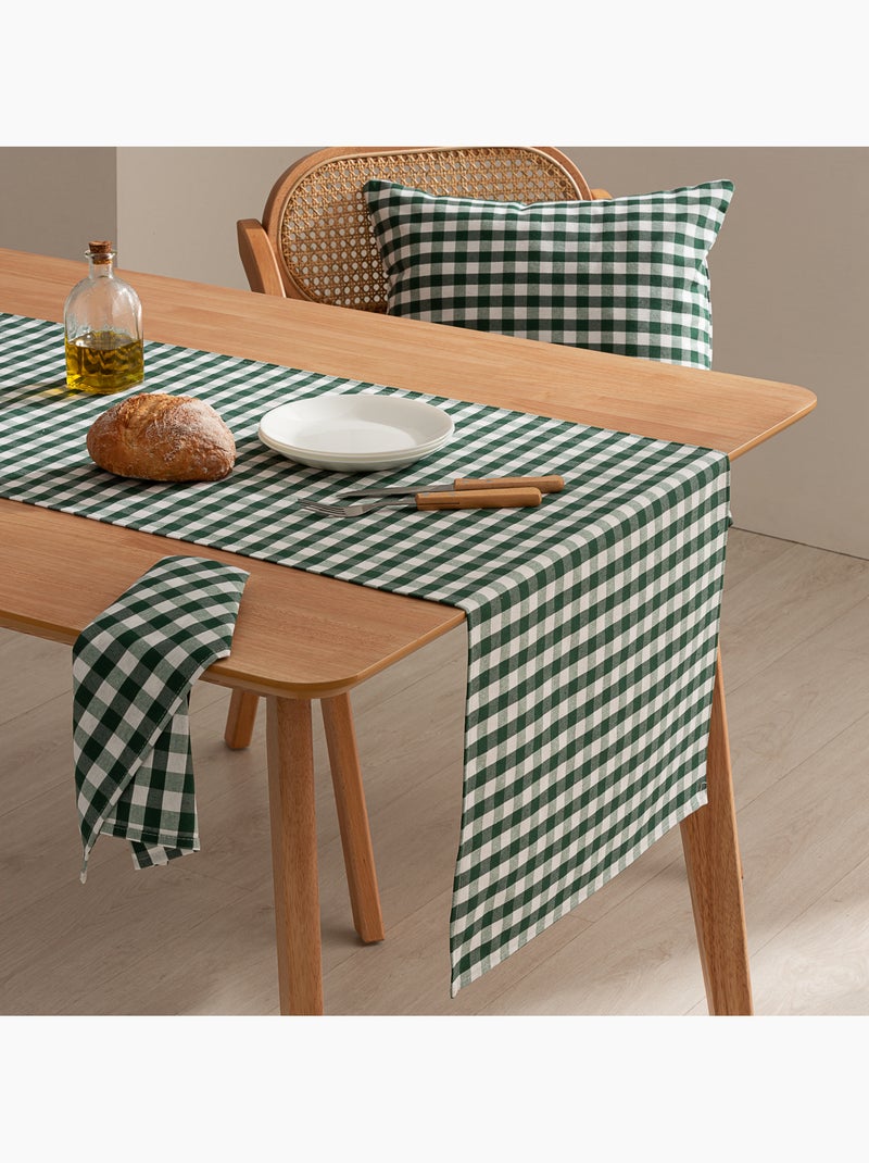 Runner da tavola rettangolare in cotone a quadretti vichy, resistente all'acqua - gamusi. Verde - Kiabi