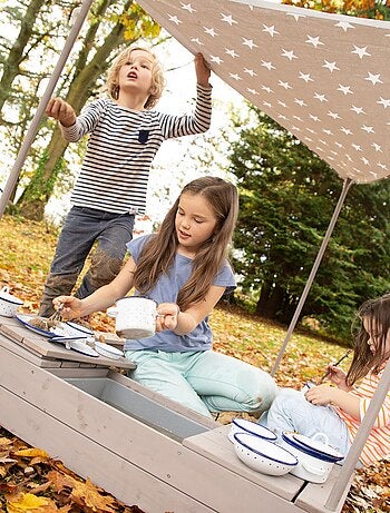 Sabbiera a forma di nave pirata con tettoia e vano portaoggetti – "Roba Outdoor Schiff