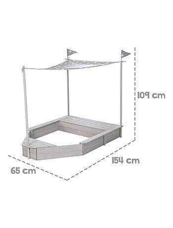 Sabbiera a forma di nave pirata con tettoia e vano portaoggetti – "Roba Outdoor Schiff