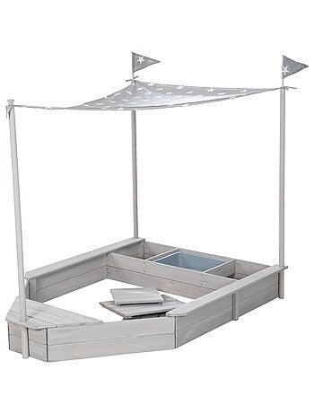 Sabbiera a forma di nave pirata con tettoia e vano portaoggetti – "Roba Outdoor Schiff