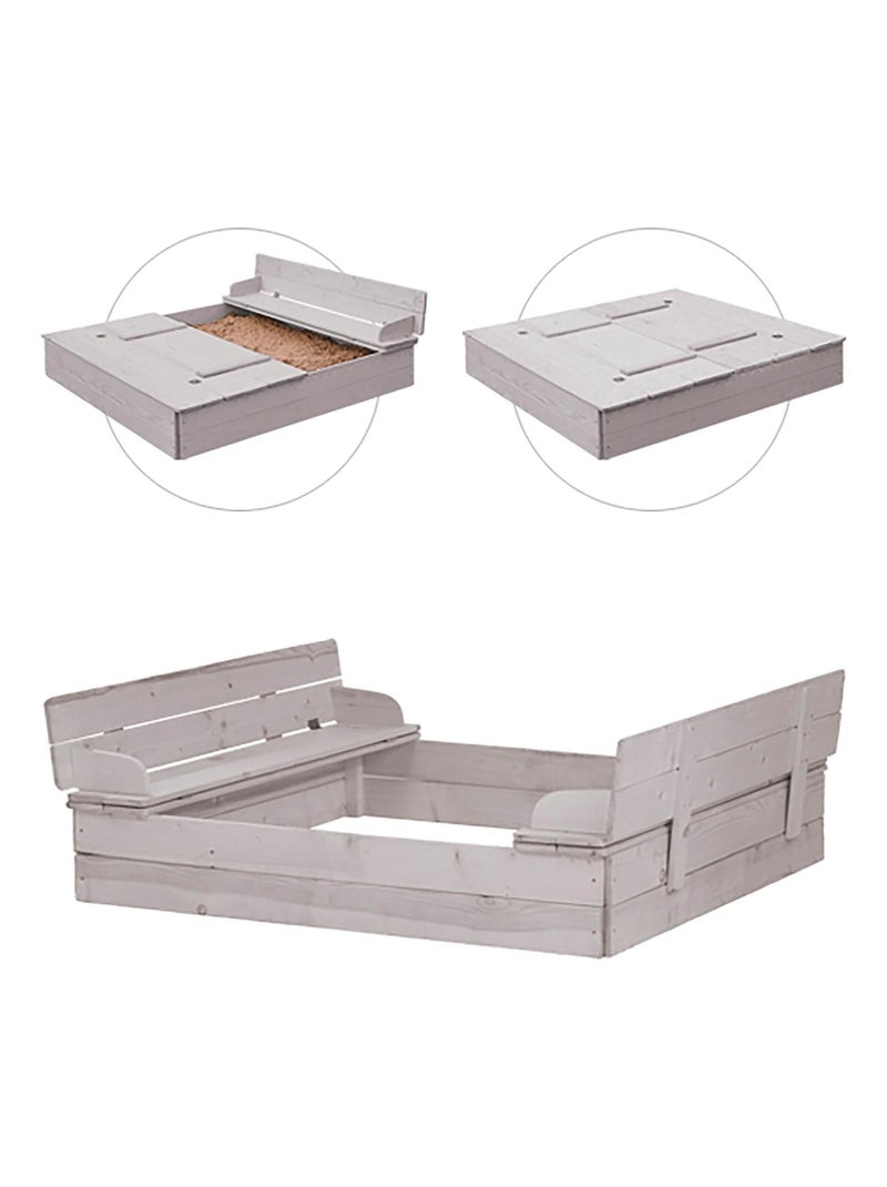 Sabbiera con coperchio convertibile in 2 panche in legno massello – "Roba Outdoor+" Grigio - Kiabi
