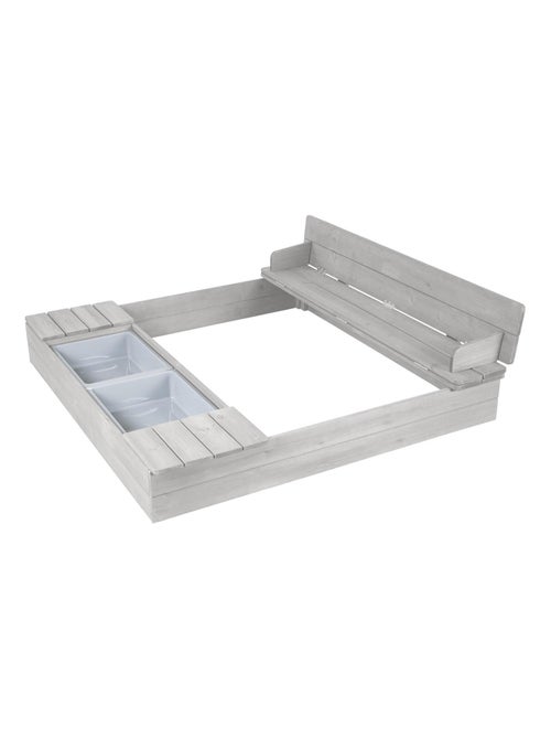 Sabbiera con panca e coperchi in legno massello + 2 vasche – "Roba Outdoor+" - Kiabi