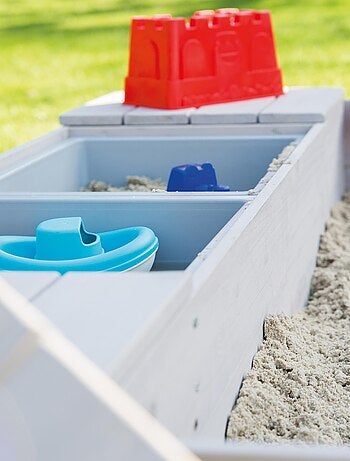 Sabbiera in legno massello con 2 panche integrate e 2 vasche – "Roba Outdoor+