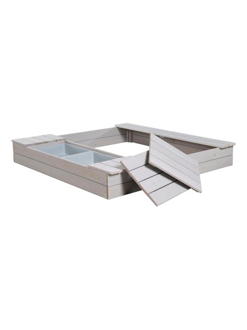 Sabbiera in legno massello con 2 panche integrate e 2 vasche – "Roba Outdoor+" - Kiabi