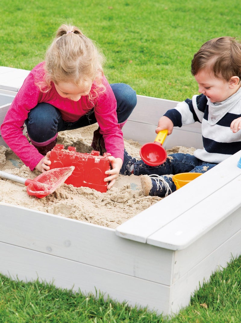 Sabbiera in legno massello con 2 panche integrate e 2 vasche – "Roba Outdoor+" Grigio - Kiabi
