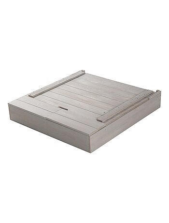 Sabbiera in legno massello con coperchio, vano contenitore e lavagna – "Roba Outdoor+