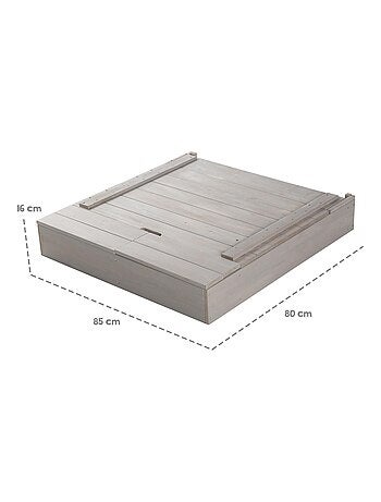 Sabbiera in legno massello con coperchio, vano contenitore e lavagna – "Roba Outdoor+