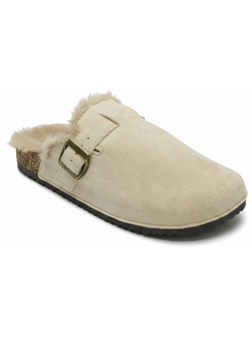 Sabot donna ozabi pelle scamosciata fodera in pelliccia fibbia regolabile - Kiabi Sabot donna ozabi pelle scamosciata fodera in pelliccia fibbia regolabile - Kiabi