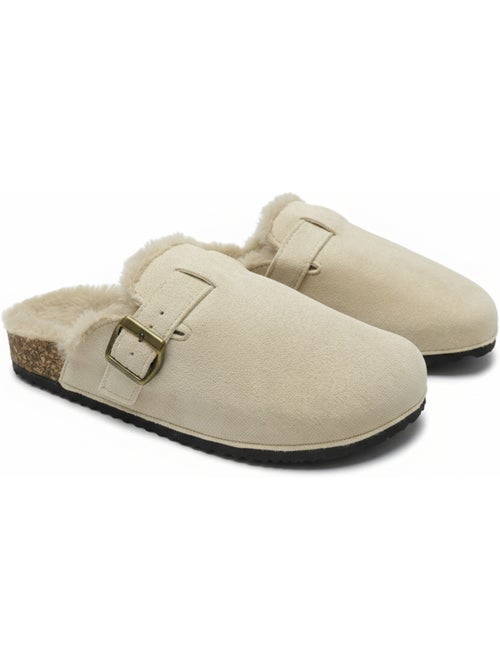 Sabot donna ozabi pelle scamosciata fodera in pelliccia fibbia regolabile - Kiabi Sabot donna ozabi pelle scamosciata fodera in pelliccia fibbia regolabile - Kiabi