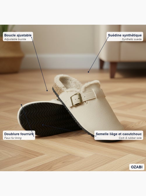 Sabot donna ozabi pelle scamosciata fodera in pelliccia fibbia regolabile - Kiabi Sabot donna ozabi pelle scamosciata fodera in pelliccia fibbia regolabile - Kiabi