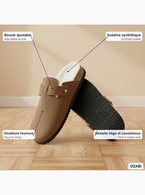 Sabot donna ozabi pelle scamosciata fodera in pelliccia fibbia regolabile - Kiabi Sabot donna ozabi pelle scamosciata fodera in pelliccia fibbia regolabile - Kiabi