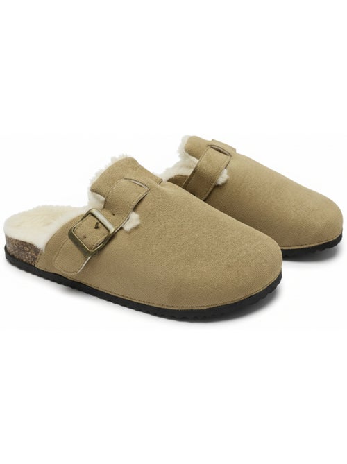 Sabot donna ozabi pelle scamosciata fodera in pelliccia fibbia regolabile - Kiabi Sabot donna ozabi pelle scamosciata fodera in pelliccia fibbia regolabile - Kiabi