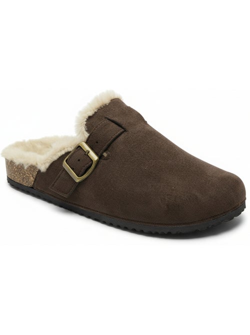 Sabot donna ozabi pelle scamosciata fodera in pelliccia fibbia regolabile - Kiabi Sabot donna ozabi pelle scamosciata fodera in pelliccia fibbia regolabile - Kiabi