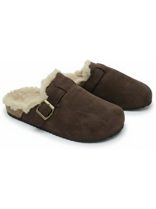 Sabot donna ozabi pelle scamosciata fodera in pelliccia fibbia regolabile - Kiabi Sabot donna ozabi pelle scamosciata fodera in pelliccia fibbia regolabile - Kiabi