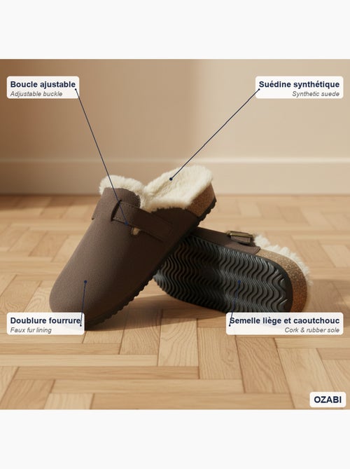 Sabot donna ozabi pelle scamosciata fodera in pelliccia fibbia regolabile - Kiabi Sabot donna ozabi pelle scamosciata fodera in pelliccia fibbia regolabile - Kiabi