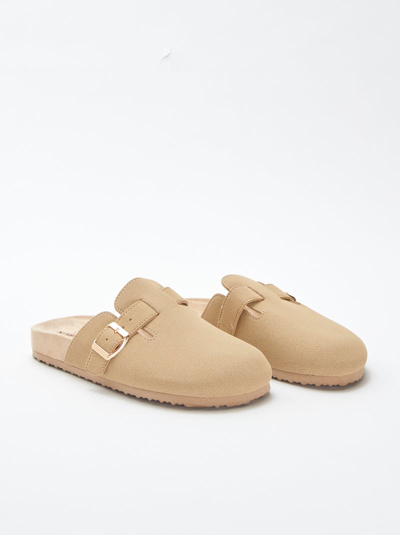 Sabot in finto camoscio con motivo leopardato beige - Kiabi