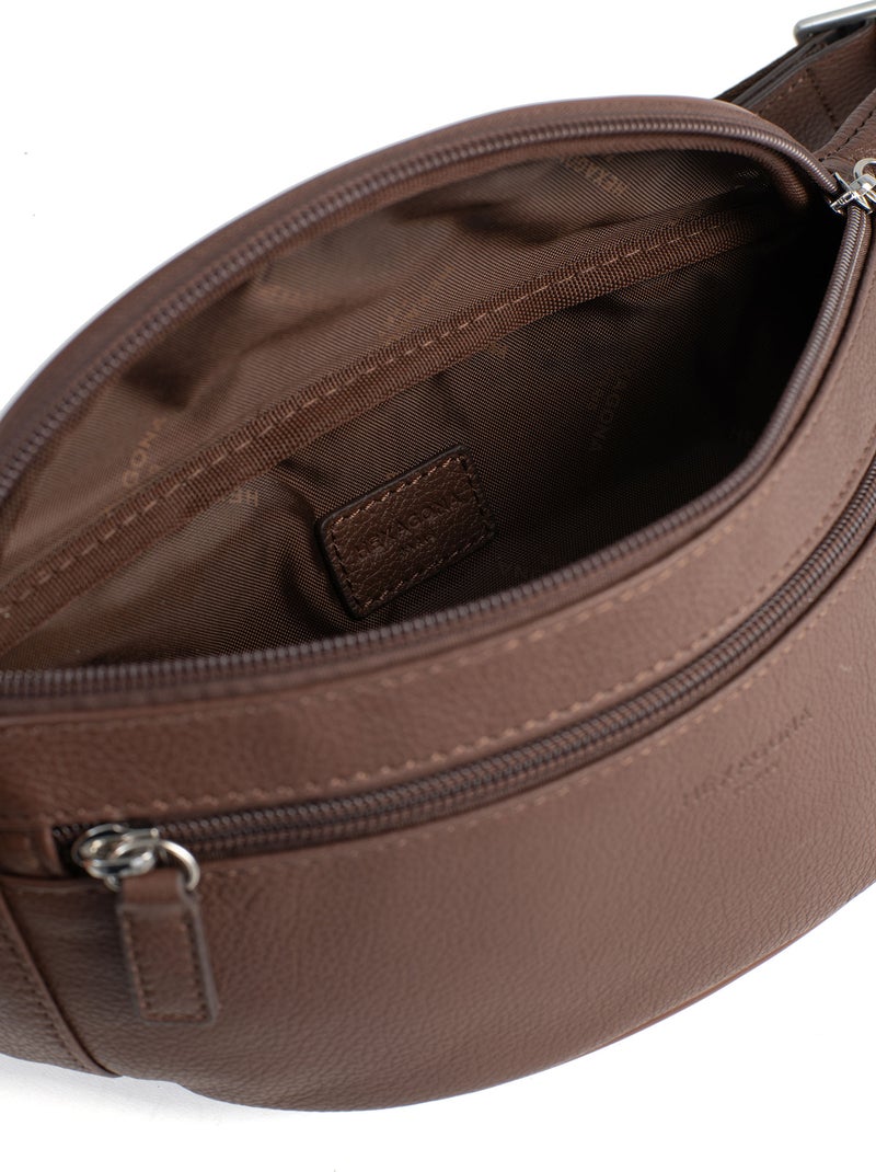 Sac banane - pelle confort hexagona Marrone cioccolato - Kiabi