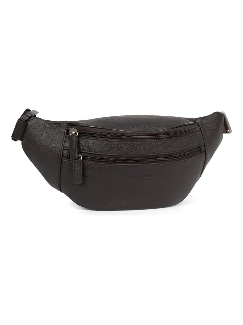 Sac banane - pelle confort hexagona Marrone scuro - Kiabi