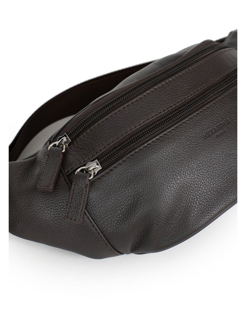 Sac banane - pelle confort hexagona Marrone scuro - Kiabi