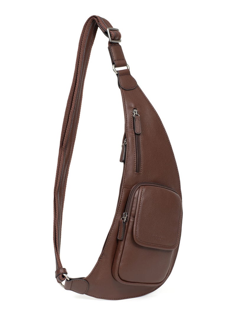 Sac monobretelle - pelle confort hexagona Marrone cioccolato - Kiabi
