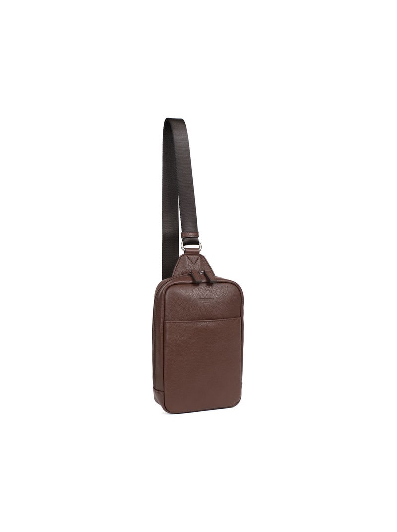 Sac monobretelle - pelle confort hexagona Marrone cioccolato - Kiabi