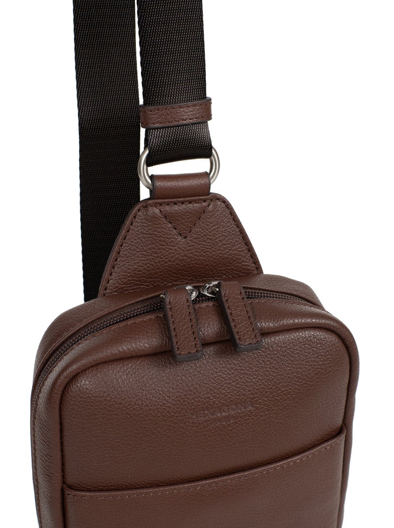 Sac monobretelle - pelle confort hexagona Marrone cioccolato - Kiabi