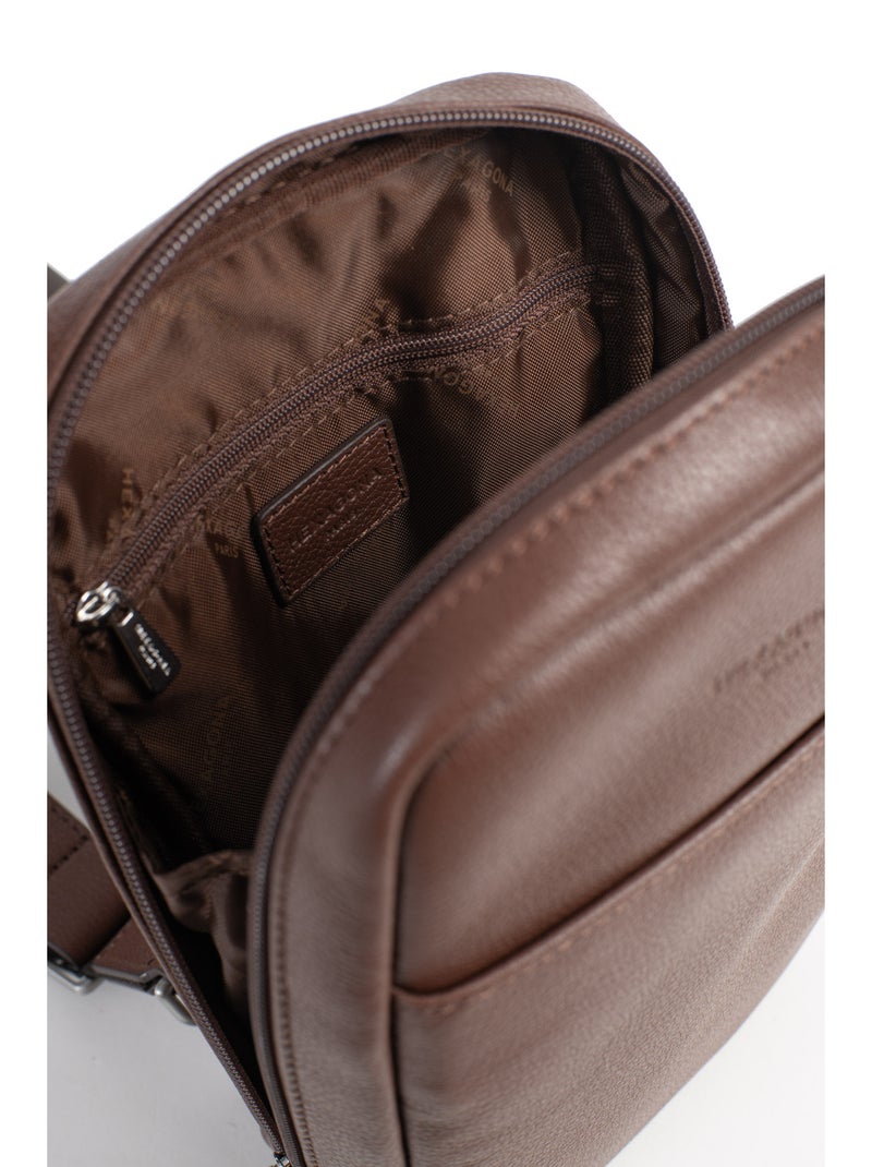 Sac monobretelle - pelle confort hexagona Marrone cioccolato - Kiabi