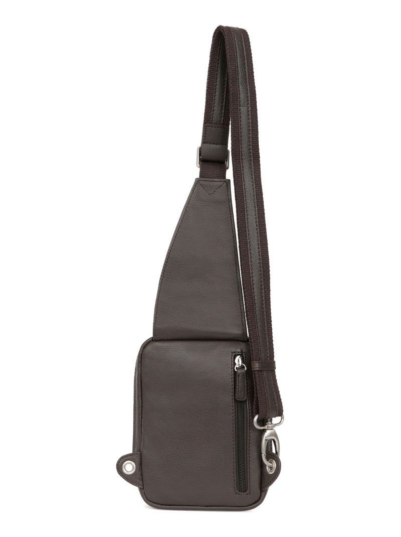 Sac monobretelle - pelle confort hexagona Marrone scuro - Kiabi
