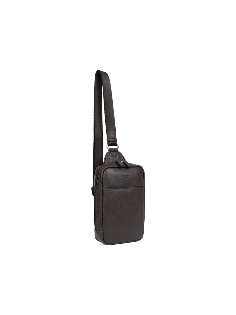 Sac monobretelle - pelle confort hexagona Marrone scuro - Kiabi