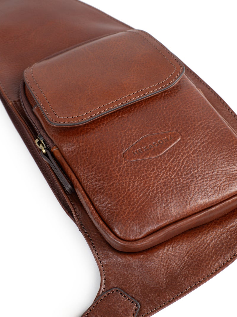 Sac monobretelle - pelle stuart hexagona Marrone - Kiabi