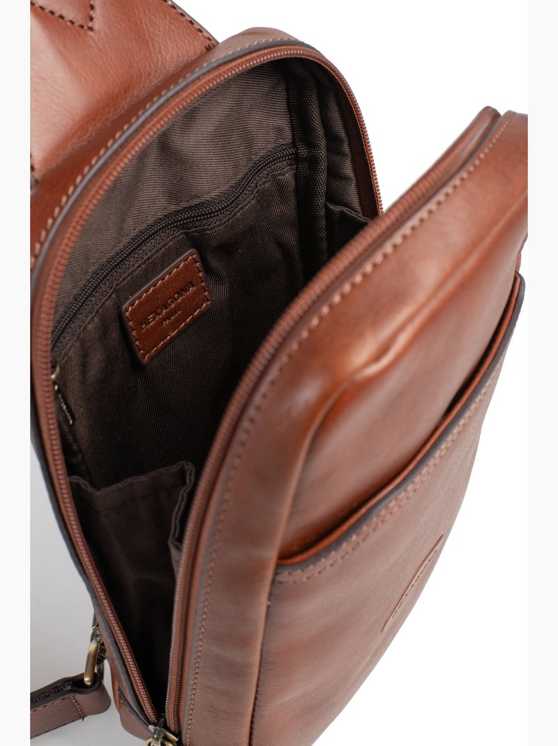 Sac monobretelle - pelle stuart hexagona Marrone - Kiabi