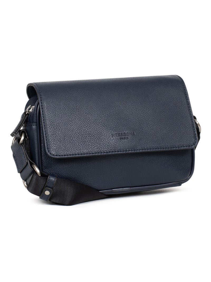 Sac reporter - pelle confort hexagona Blu marino - Kiabi