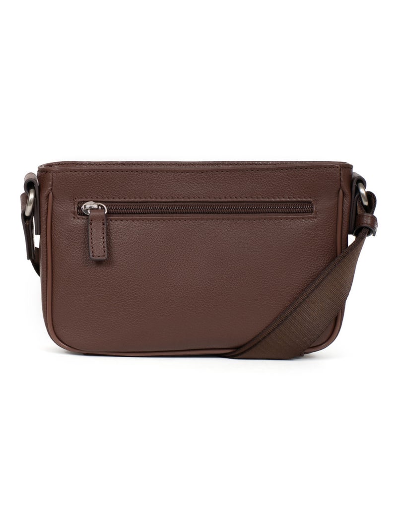 Sac reporter - pelle confort hexagona Marrone cioccolato - Kiabi