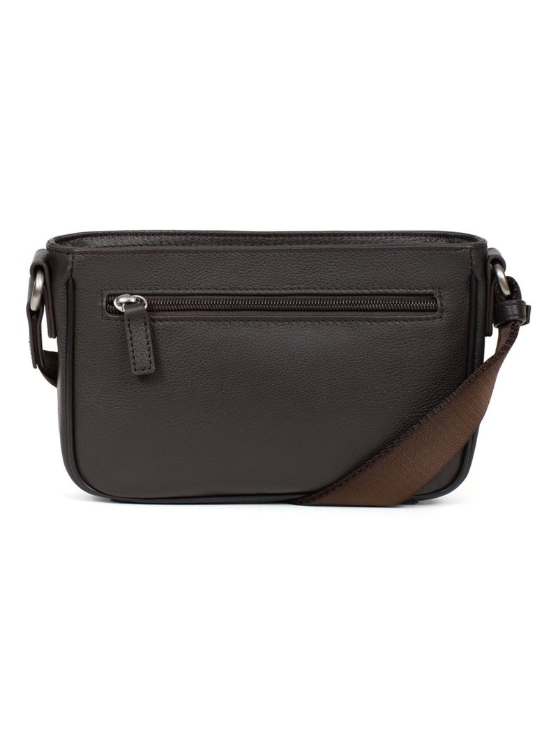 Sac reporter - pelle confort hexagona Marrone scuro - Kiabi