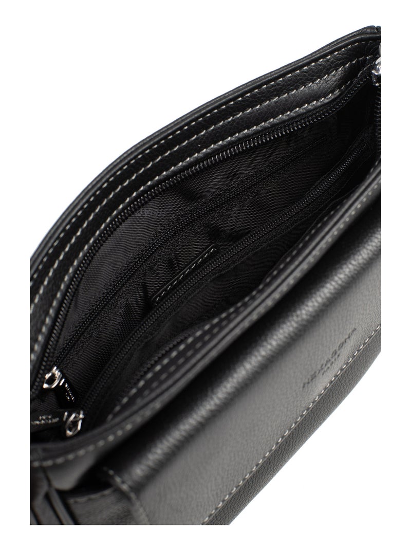 Sac reporter - pelle confort hexagona Nero - Kiabi