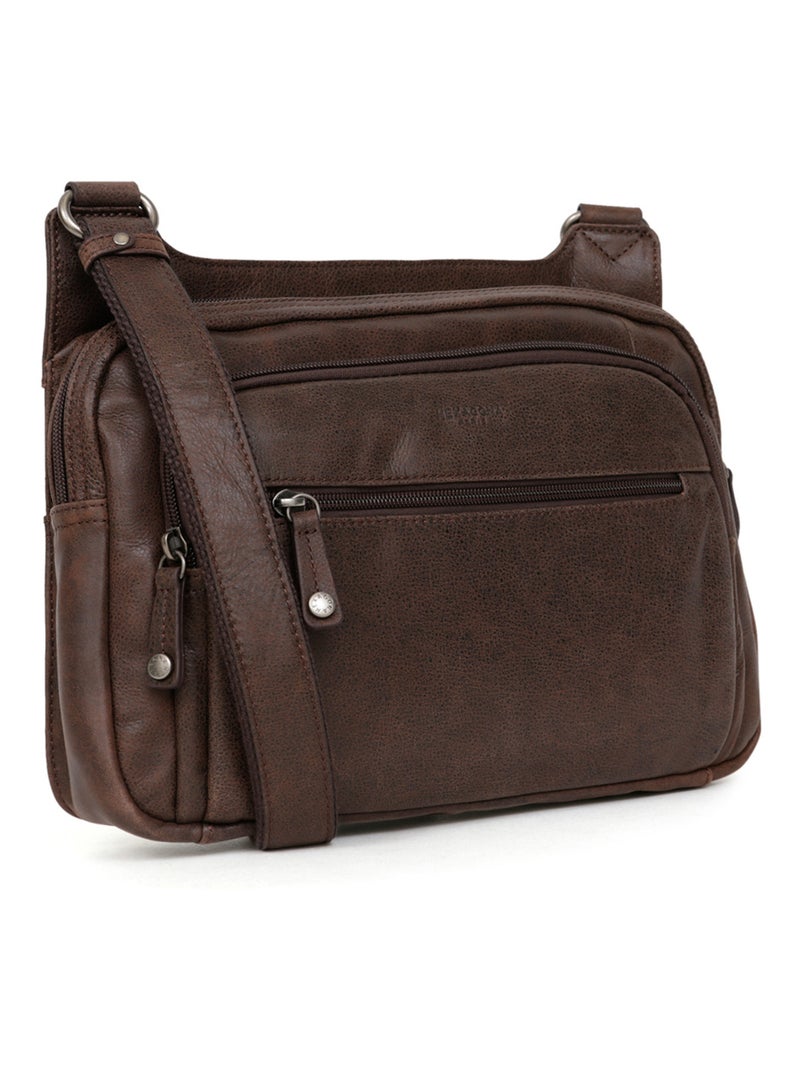 Sac reporter - pelle instinct hexagona Marrone - Kiabi