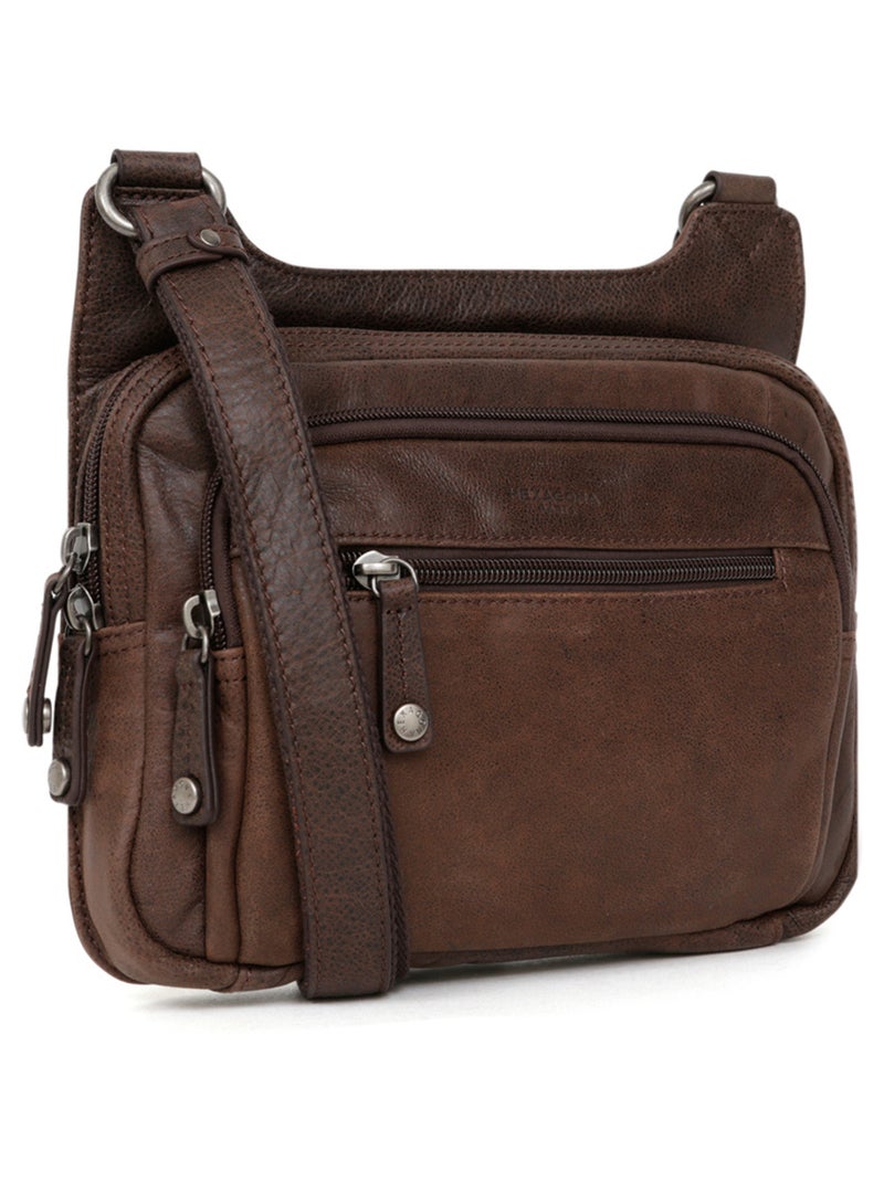 Sac reporter - pelle instinct hexagona Marrone - Kiabi