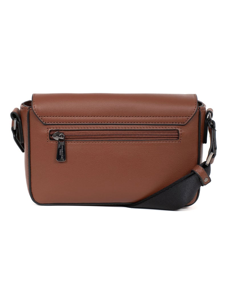 Sac reporter - pelle lény hexagona Cognac - Kiabi