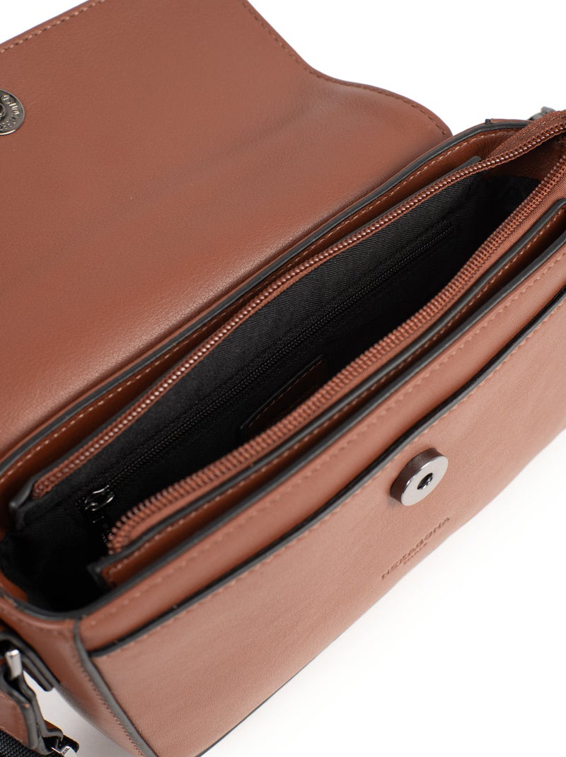 Sac reporter - pelle lény hexagona Cognac - Kiabi