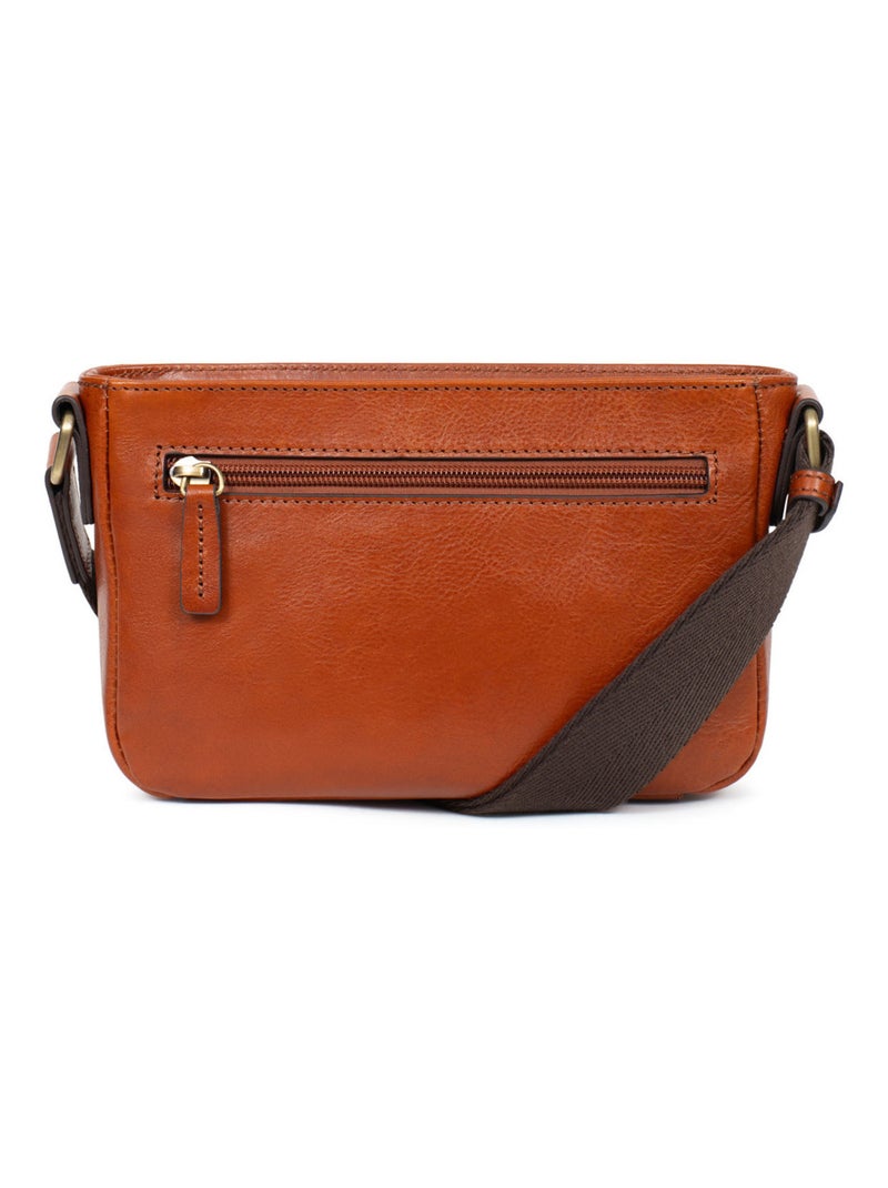 Sac reporter - pelle stuart hexagona Cognac - Kiabi