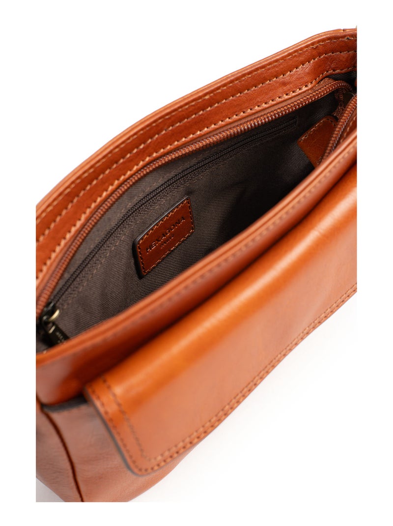 Sac reporter - pelle stuart hexagona Cognac - Kiabi