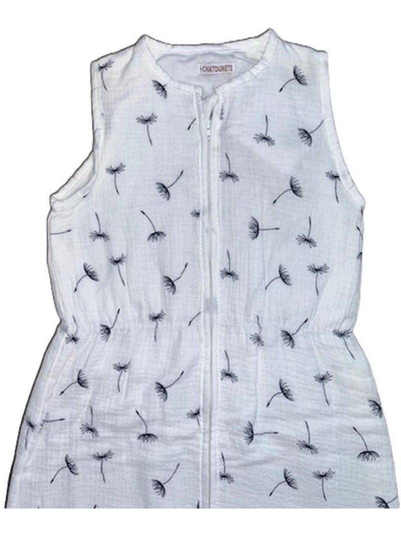 Sacco a pelo leggero in mussola "LOTUS" LES CHATOUNETS Bianco Nero - Kiabi