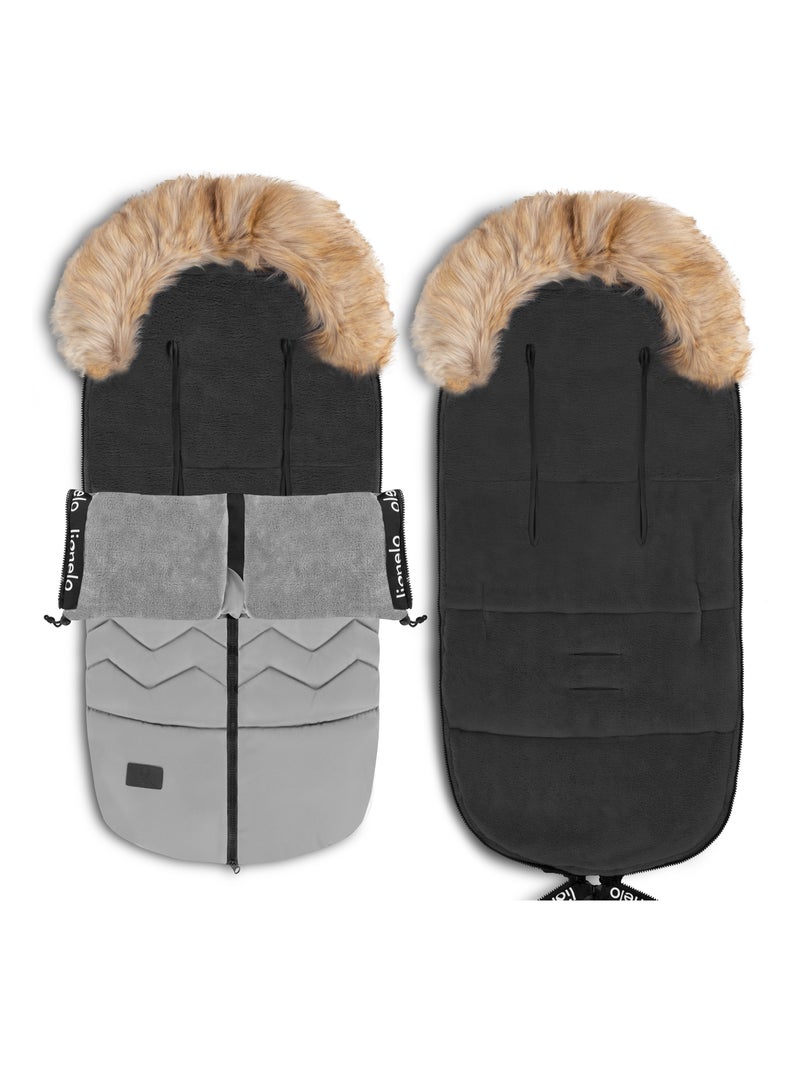 Sacco a pelo per passeggino LIONELO Frode - Universale - Pelliccia rimovibile - Impermeabile Grigio - Kiabi
