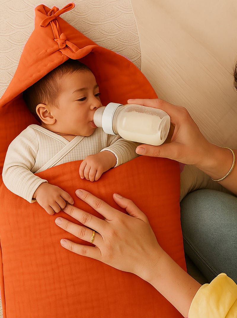 Sacco imbottito neonato in cotone biologico Rosso - Kiabi