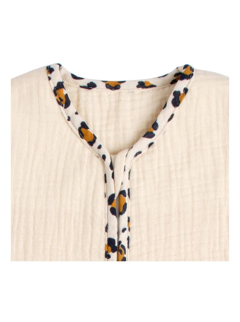 Sacco nanna estivo in garza di cotone con finiture leopardate per - SAUTHON Ecru - Kiabi